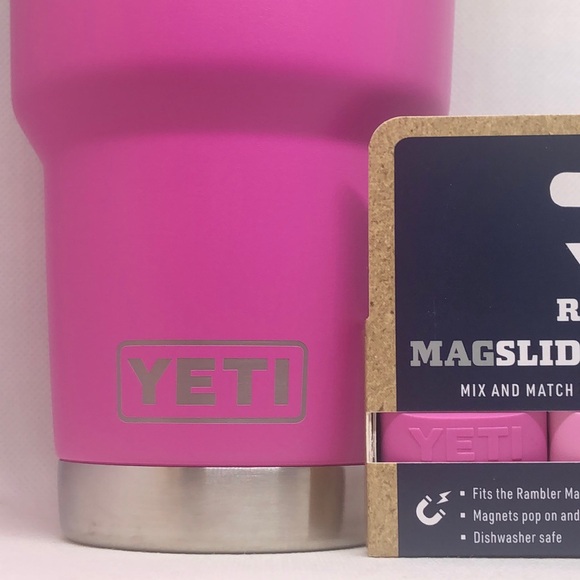 💕Yeti Rambler Tumbler Wildflower Fuchsia 30oz & Magslider 3 Pack NWT 💕 - Picture 4 of 6